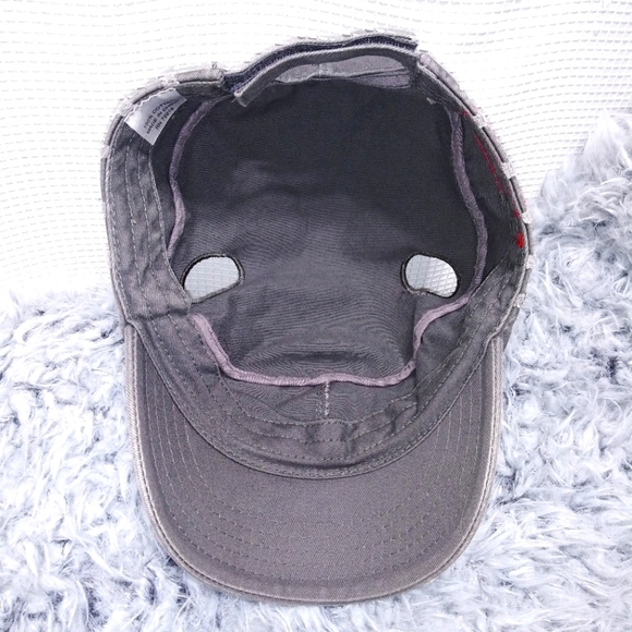 Gray Distressed Cotton Newsboy CAP Hat for Girls Women w Pigtails Red Stitching - Picture 10 of 12